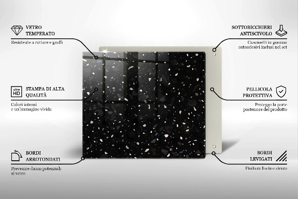 Skärbräda av glas Mörk sten gres