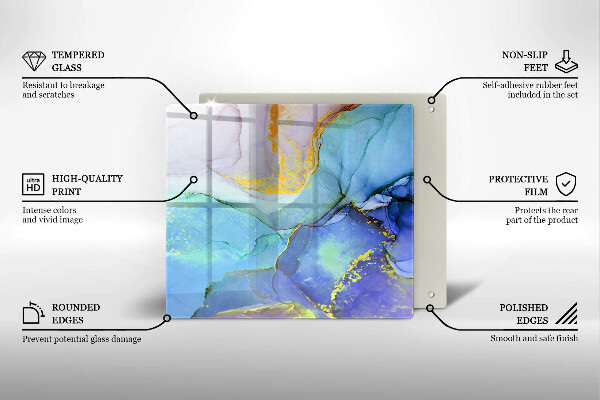 Skärbräda av glas Sprucket stenguld
