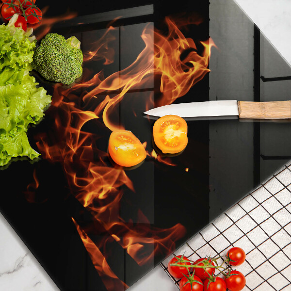 Skärbräda av glas Eld, levande låga