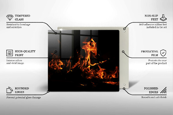 Skärbräda av glas Eld, levande låga