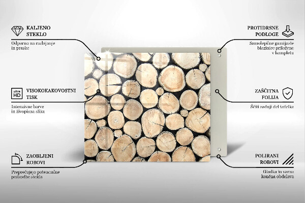 Skärbräda av glas Trästammar