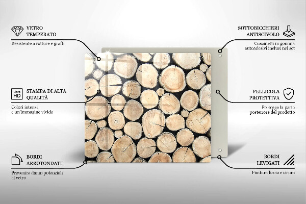 Skärbräda av glas Trästammar