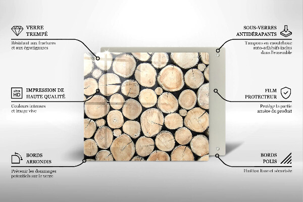 Skärbräda av glas Trästammar