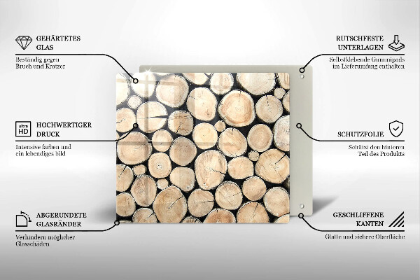 Skärbräda av glas Trästammar