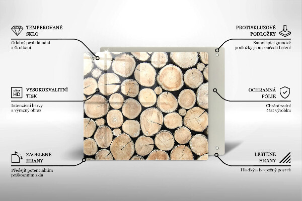 Skärbräda av glas Trästammar