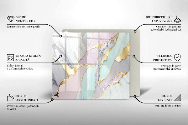 Skärbräda av glas Pastell marmor