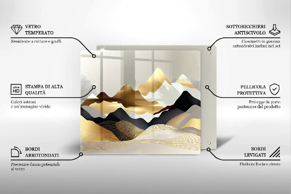 Skärbräda av glas Abstrakta gyllene berg