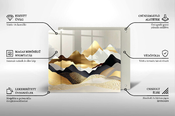 Skärbräda av glas Abstrakta gyllene berg