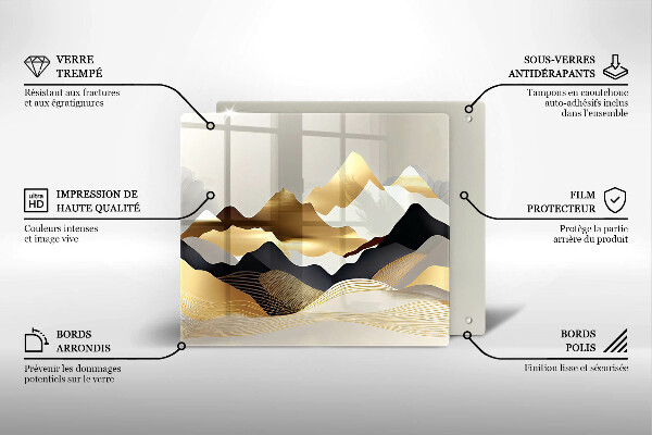 Skärbräda av glas Abstrakta gyllene berg