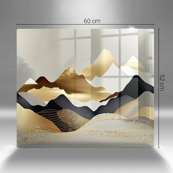 Skärbräda av glas Abstrakta gyllene berg