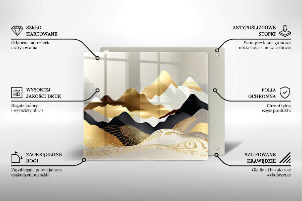 Skärbräda av glas Abstrakta gyllene berg