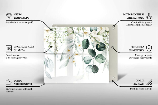 Skärbräda av glas Akvarellväxter