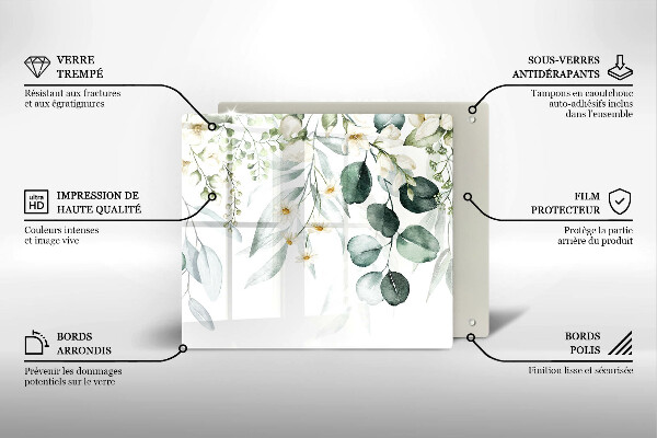 Skärbräda av glas Akvarellväxter