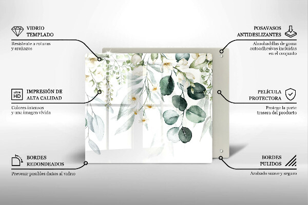 Skärbräda av glas Akvarellväxter