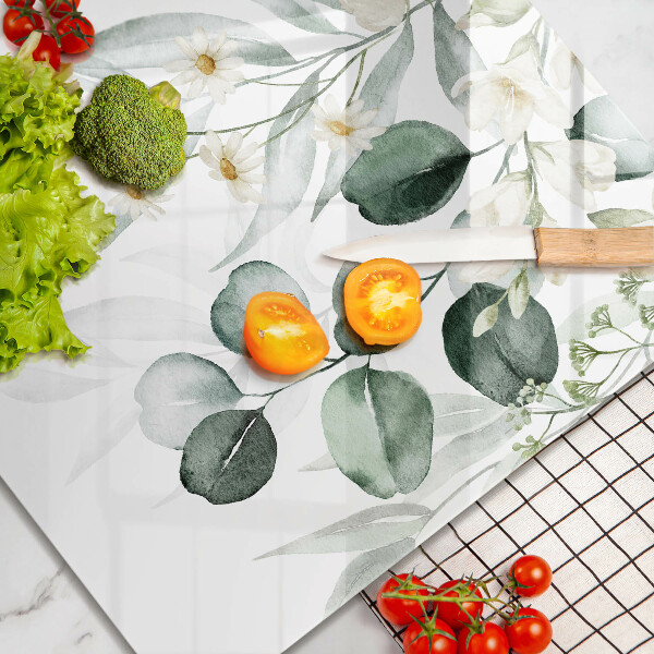 Skärbräda av glas Akvarellväxter