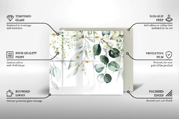 Skärbräda av glas Akvarellväxter