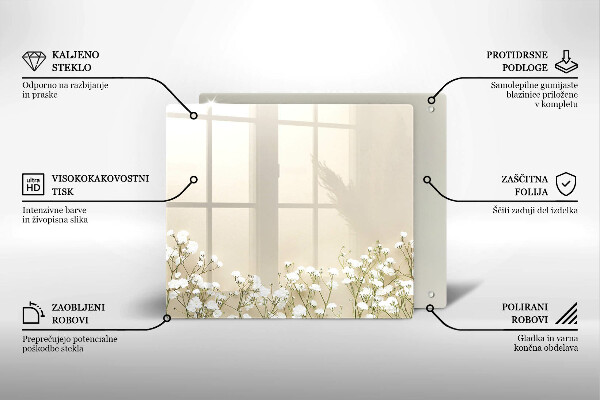 Skärbräda av glas Gypsophila boho blommor