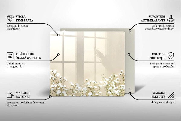 Skärbräda av glas Gypsophila boho blommor