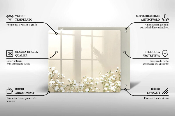 Skärbräda av glas Gypsophila boho blommor