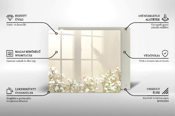 Skärbräda av glas Gypsophila boho blommor