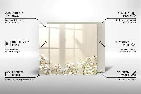 Skärbräda av glas Gypsophila boho blommor