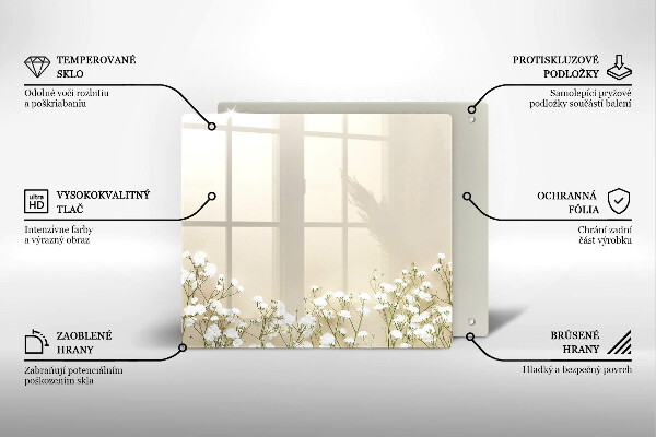 Skärbräda av glas Gypsophila boho blommor