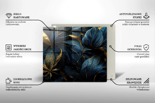 Skärbräda av glas Dekorativa blad med guld