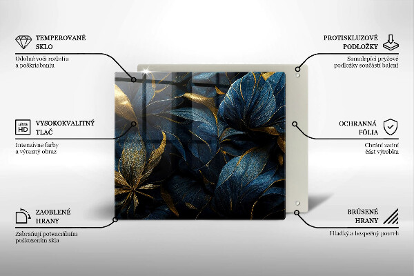 Skärbräda av glas Dekorativa blad med guld