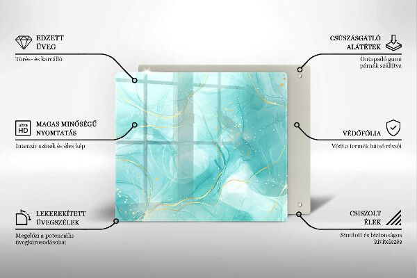 Skärbräda av glas Blå och guld abstraktion