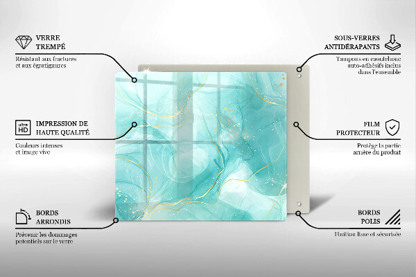 Skärbräda av glas Blå och guld abstraktion