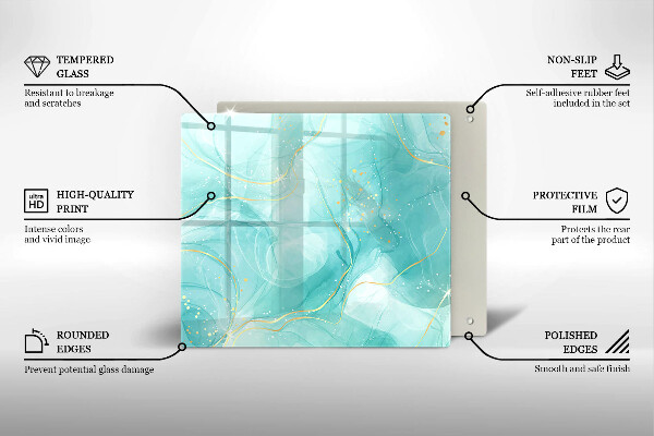 Skärbräda av glas Blå och guld abstraktion