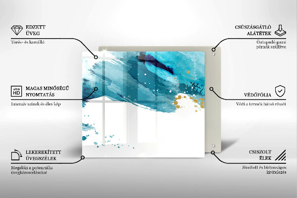 Skärbräda av glas Blå fläckar