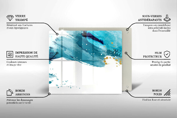 Skärbräda av glas Blå fläckar