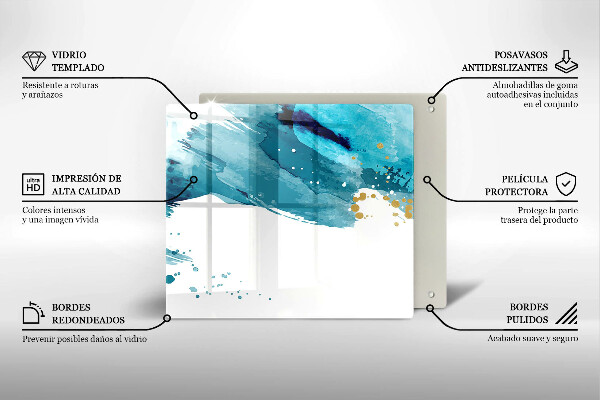 Skärbräda av glas Blå fläckar