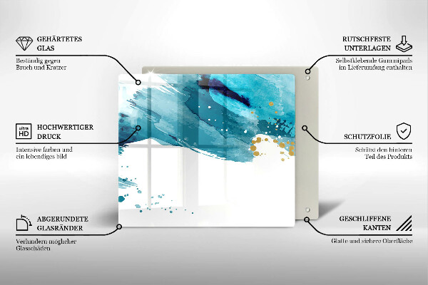 Skärbräda av glas Blå fläckar