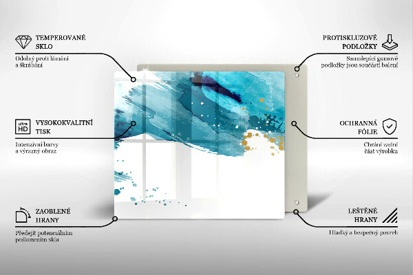 Skärbräda av glas Blå fläckar