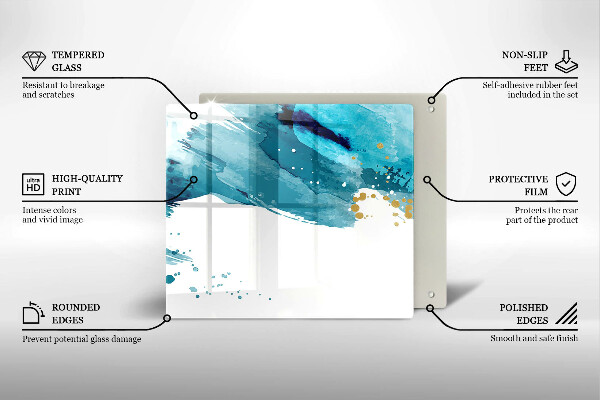 Skärbräda av glas Blå fläckar