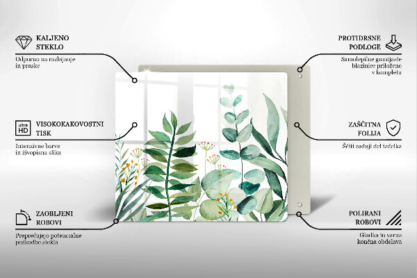 Skärbräda av glas Illustration av växtblad