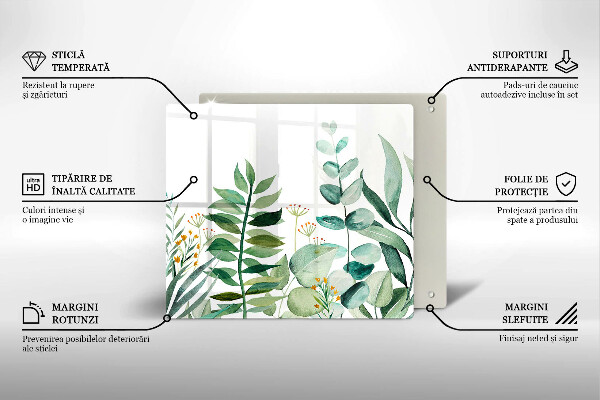 Skärbräda av glas Illustration av växtblad