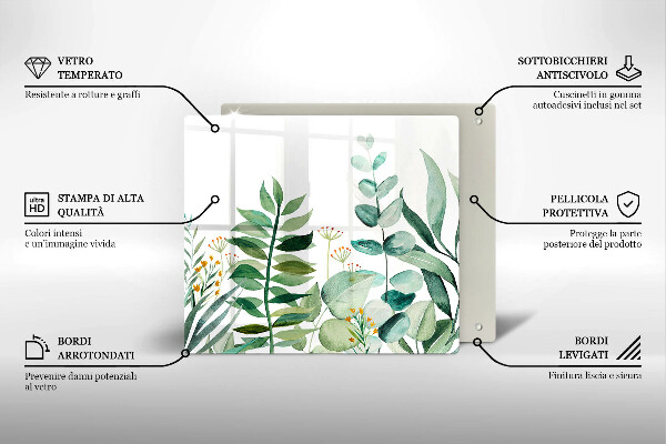 Skärbräda av glas Illustration av växtblad