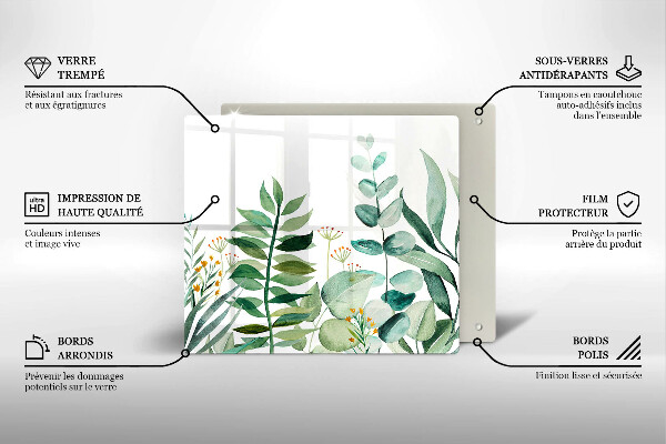 Skärbräda av glas Illustration av växtblad