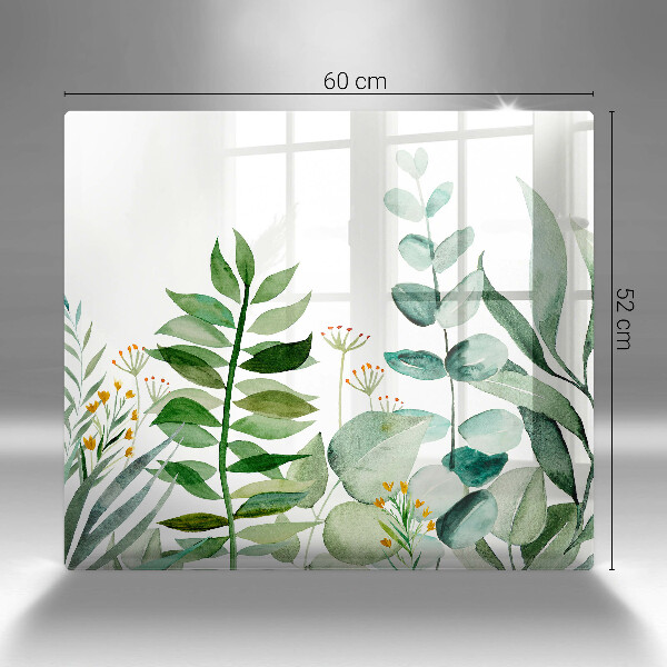 Skärbräda av glas Illustration av växtblad