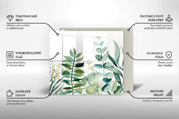 Skärbräda av glas Illustration av växtblad