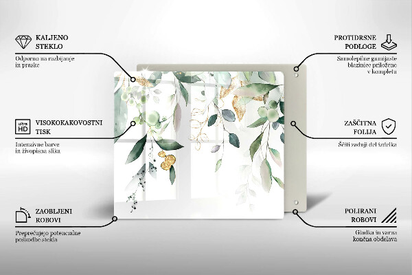 Skärbräda av glas Akvarell blad