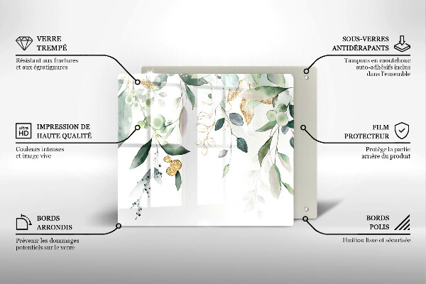 Skärbräda av glas Akvarell blad