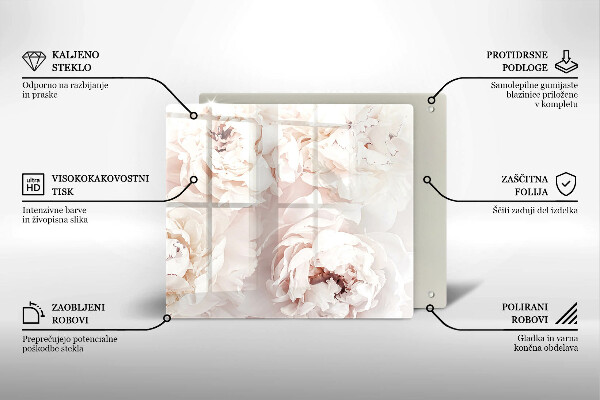 Skärbräda av glas Pastellpioner