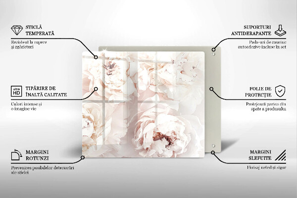 Skärbräda av glas Pastellpioner