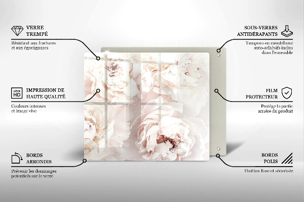 Skärbräda av glas Pastellpioner