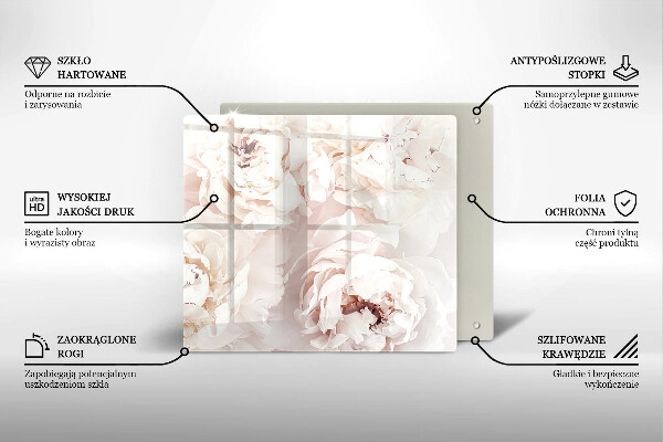 Skärbräda av glas Pastellpioner