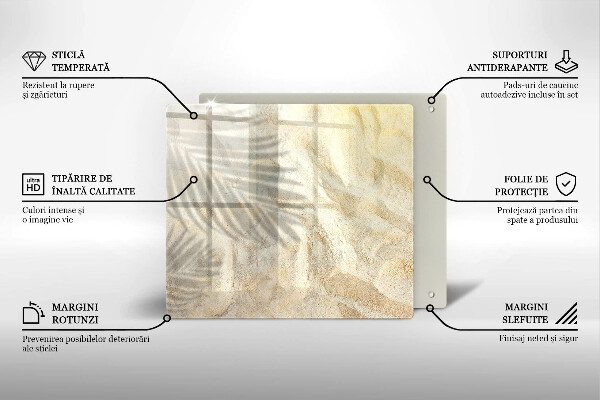 Skärbräda av glas Palmblad och sand